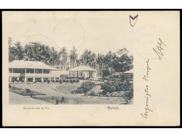 Ansichtskarte  Matupi - Hernsheim &amp; Co.  (Geschäftshaus), Frankatur 5 Pf., 2 x Stempel  Matupi  18.1.03, nach Mörchingen,