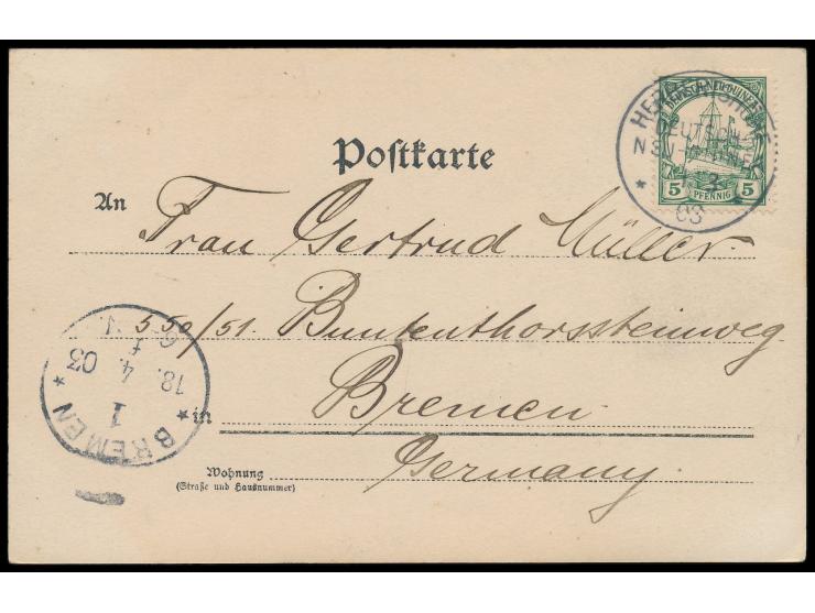 Foto-Ansichtskarte "Beginn zum Kriegstanz" (Privataufnahme), geschrieben in  "Petershafen, 4. März 1903, French Islands"  (Ha