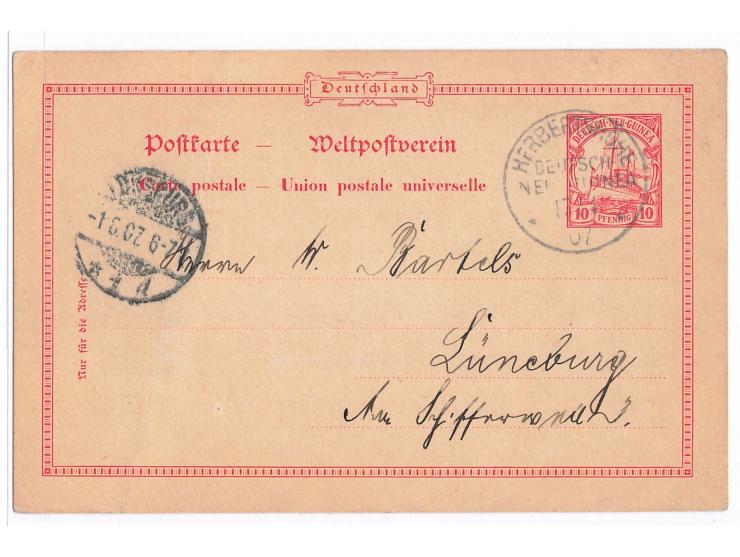 Stempel  Herbertshöhe  17.4.07 auf Ganzsache 10 Pf. nach Lüneburg, Absender ist der  Postagent von Herbertshöhe  Rechnungsrat