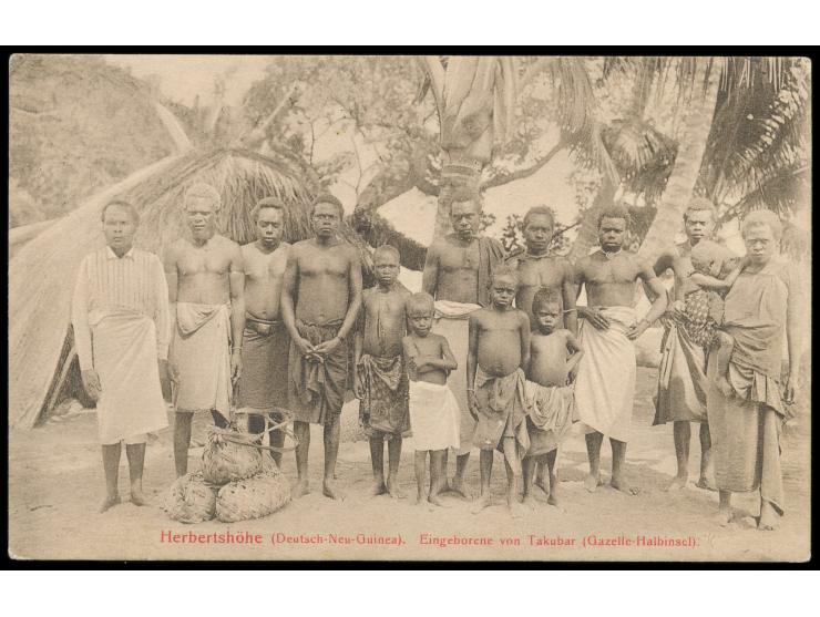 Ansichtskarte  Herbertshöhe - Eingeborene von Takubar (Gazelle-Halbinsel),  Frankatur 5 Pf., Stempel  Friedrich-Wilhelmshafen