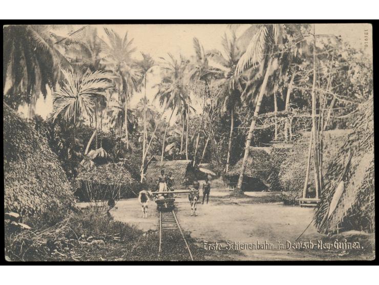 Ansichtskarte  Erste Schienenbahn in Deutsch-Neu-Guinea,  Frankatur 5 Pf., Stempel  Herbertshöhe  11.7.10, nach Hannover, Abs