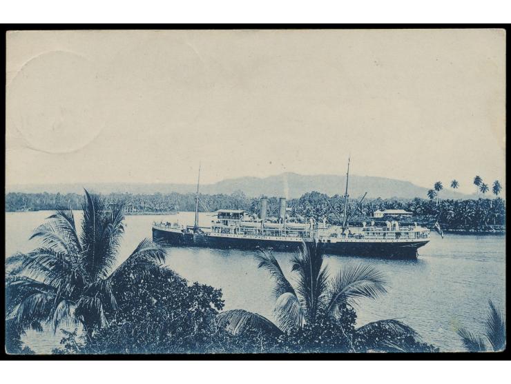 Ansichtskarte  Reichspostdampfer  (Prinz Waldemar?), Frankatur 5 Pf., 2 x Stempel  Rabaul  28.9.10, nach Hamburg, Bedarf
Stic