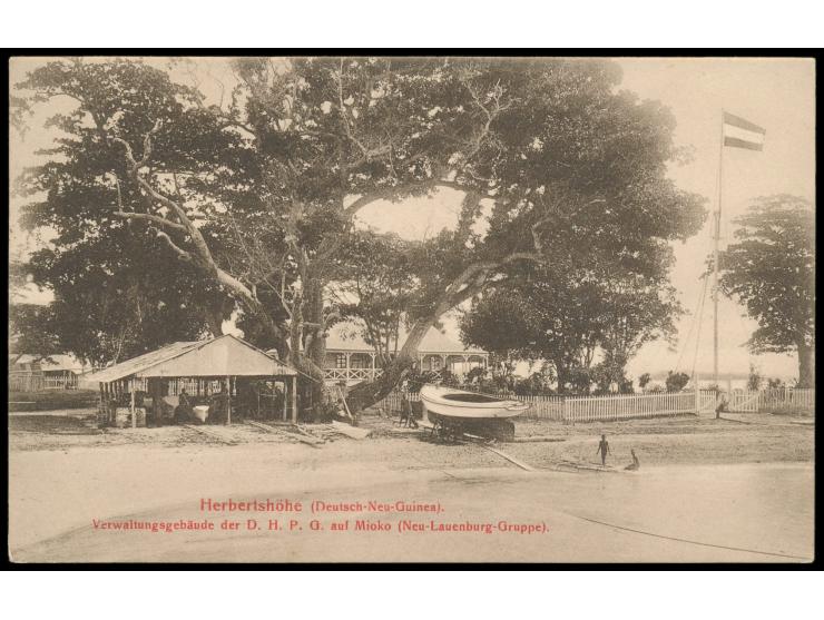 Ansichtskarte  Herbertshöhe - Verwaltungsgebäude der D.H.P.G. auf Mioko (Neu-Lauenburg-Gruppe),  ungebraucht, ca. 1912
