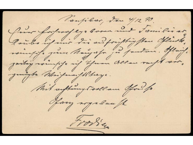 Stempel  Zanzibar  3.12.90 auf Ganzsache 10 Pf. (ohne Druckdatum) nach Neuruppin, etwas verwackelter Abschlag, Absender ist W