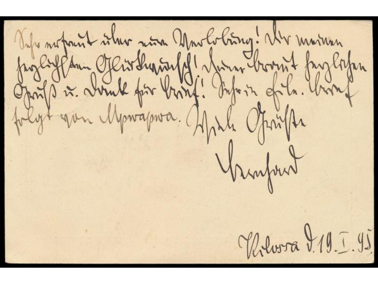 Ganzsache 5 Pesa mit Stempel  Dar-es-Salaam  2.2.95 nach Salzwedel, geschrieben in  Kilossa  am 19.1.95 von Leutnant  Bernhar