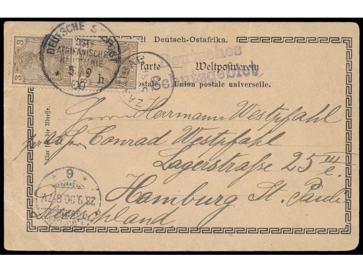 Stempel Deutsche Seepost  Ost-Afrikanische Hauptlinie h  5.9.00, Dampfer Herzog, auf Ansichtskarte Usambara-Kindergruppe, ges