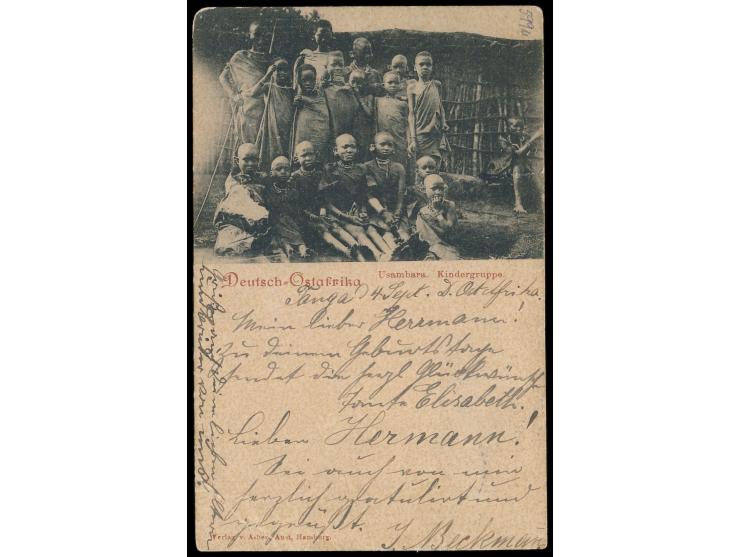 Stempel Deutsche Seepost  Ost-Afrikanische Hauptlinie h  5.9.00, Dampfer Herzog, auf Ansichtskarte Usambara-Kindergruppe, ges