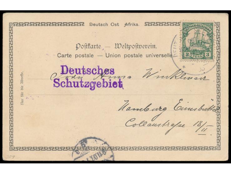 Stempel Deutsche Seepost  Ost-Afrikanische Hauptlinie o  20.10.00,  Dampfer Markgraf  auf der Zwischen-Linie in Zanzibar, Ans