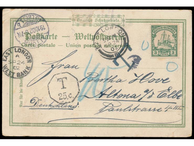 Litho-Ansichtskarte  "Strasse in Marangu ..."  mit DOA 3 Pesa, geschrieben in Durban an Bord des Dampfers Kronprinz am 23.9.0