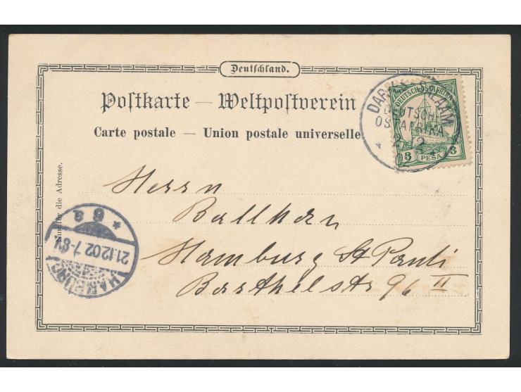 Ansichtskarte  Dar-es-Salaam - Strassenpartie,  Verlag Vincenti, Dar-es-Salaam, Frankatur 3 Pesa, Stempel Dar-es-Salaam 2.12.