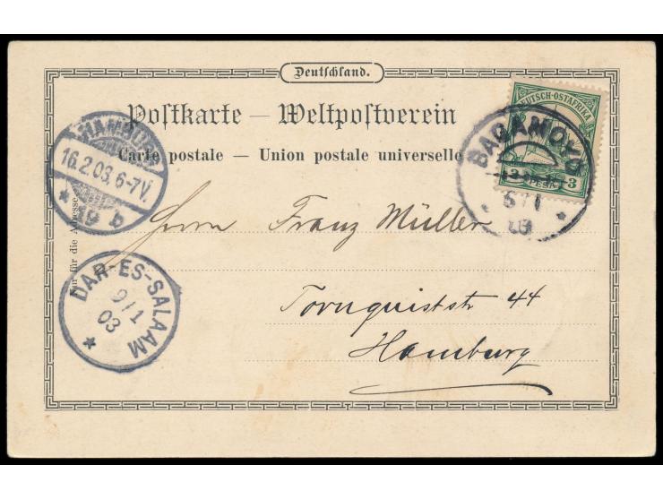 Dreibild-Ansichtskarte  Militär-Station Usumbura:  Haus des Stations-Arztes / Haus des Stations-Chefs / Wache, Verlag Vincent