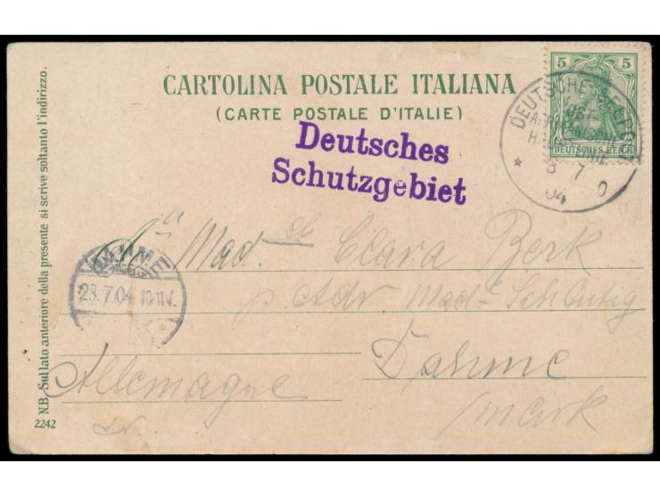 Stempel Deutsche Seepost  Ost-Afrikanische Hauptlinie o  8.7.04,  Dampfer Markgraf,  auf Ansichtskarte von Neapel mit Dt. Rei