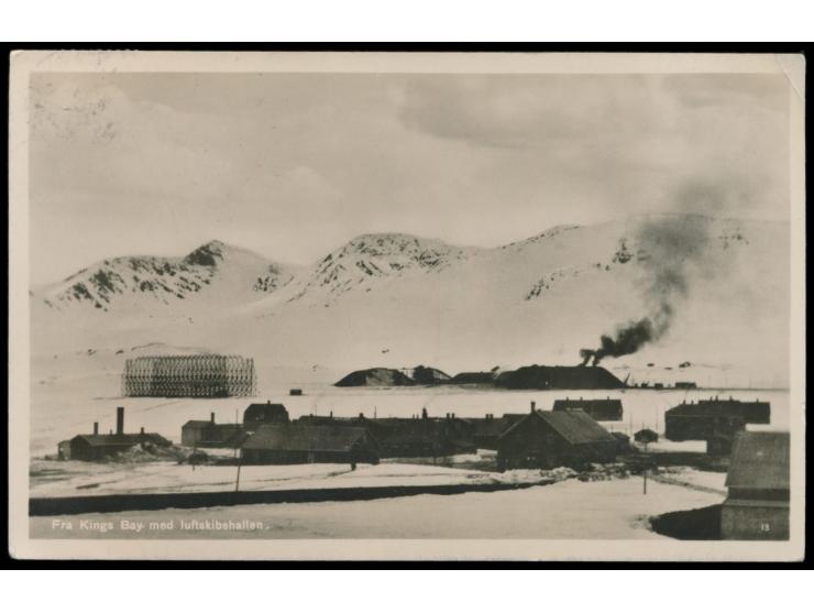 55 Öre mit Schiffspoststempel  Svalbardrouten T.F.D.S.  und Stempel  Ny-Alesund Svalbard  3.8.62 auf Foto-Ansichtskarte "Fra 