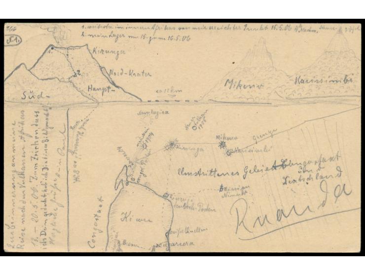 Ganzsache 4 H. mit Stempel  Tabora  7.7.05 nach Breslau, Durchgangstempel Dar-es-Salaam 4.8.06, Ankunftstempel 15.9.06, rücks