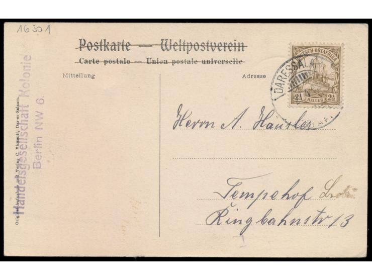 Ansichtskarte  "Exc. Staatssekretär Dernburg die Ehrenparade abschreitend. Dar-es-Salaam." , Verlag C. Vincenti, Frankatur 2 