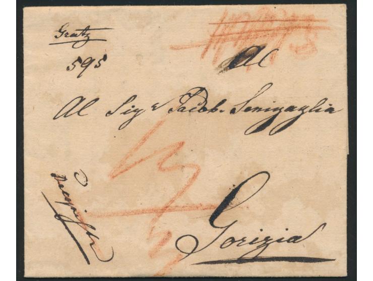 Faltbrief mit komplettem Inhalt und handschriftlichem Aufgabevermerk &nbsp;Gratz &nbsp;vom 21.11.1826 nach Görz, &nbsp;Recomm