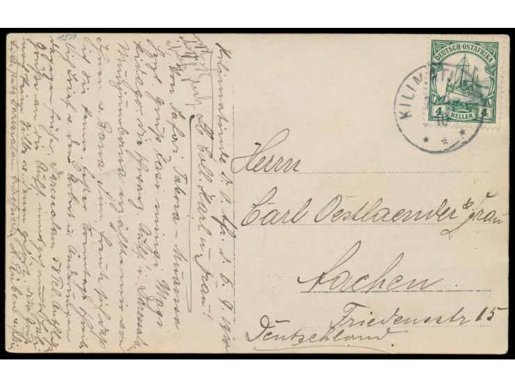 Stempel  Kilimatinde  7.9.10 auf Foto-Ansichtskarte mit Beschreibung des Absenders: "Affenbrotbaum in der Nähe von Mpapua, me