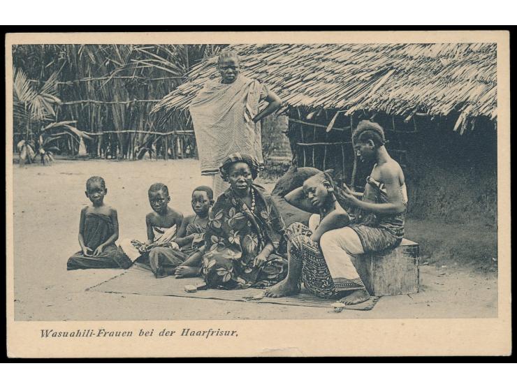 Stempel Deutsche Seepost  Ost-Afrika-Linie r  20.6.11,  Dampfer Admiral II,  an diesem Tag  in Tanga,  Ansichtskarte "Wasuahi