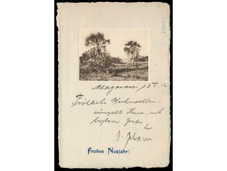7 1/2 H. auf Neujahrs-Gruss-Ansichtskarte in die Schweiz, geschrieben in  "Mlagarassi 13.11.12",  Stempel  Tabora  6.12.12, S