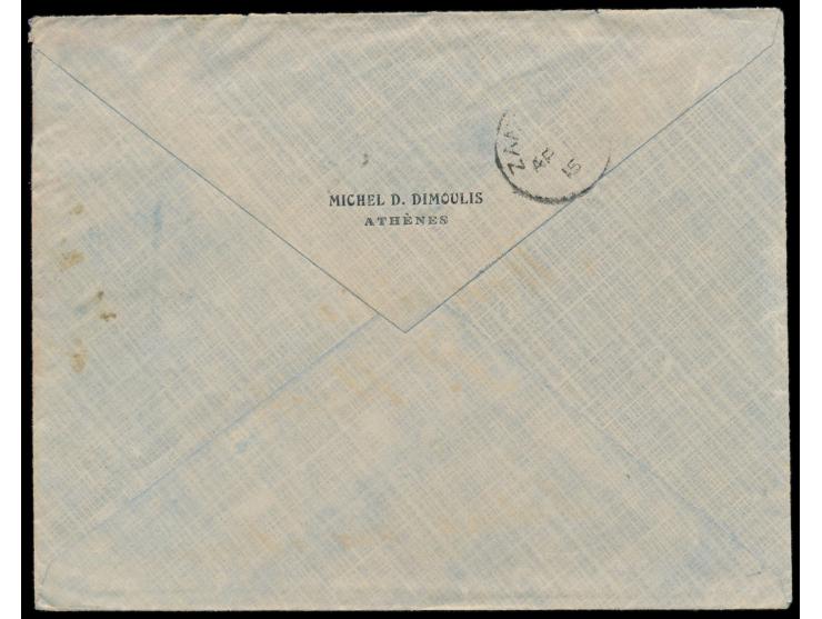 Griechenland &nbsp;3 x 5 L. und 10 L. auf Brief (mit Inhalt) aus Athen 28.2.1915 &nbsp;nach Tabora, &nbsp;Leitvermerk &quot;v