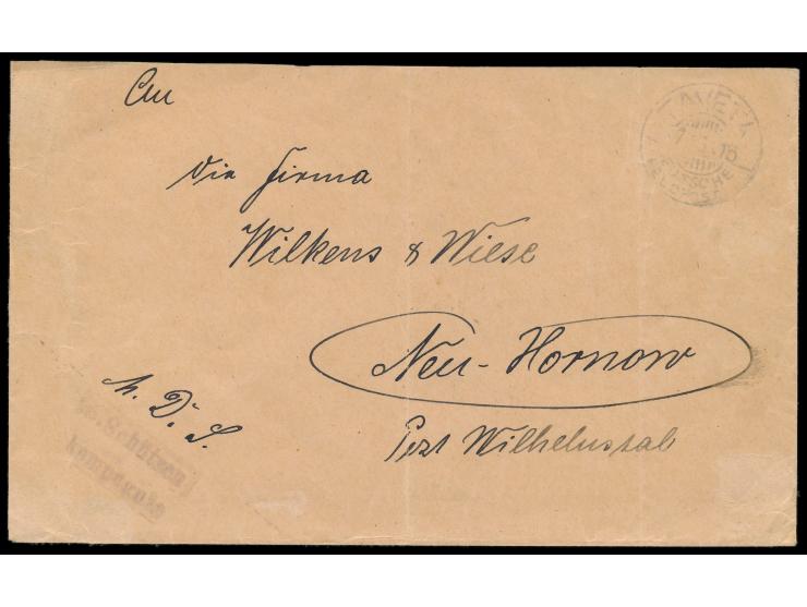 Stempel &nbsp;Taveta / Deutsche Feldpost &nbsp;7.3.15 auf Dienstbrief &quot;M.D.S.&quot;, L2 &nbsp;6. Schützen / Kompagnie, &