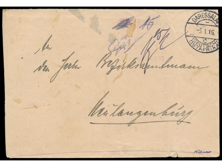 seltener Z4 &nbsp;... Rp ... H / Frei lt. Einn. / Nachw. in / Daressalam &nbsp;(üblich blasser Abschlag) mit handschriftliche