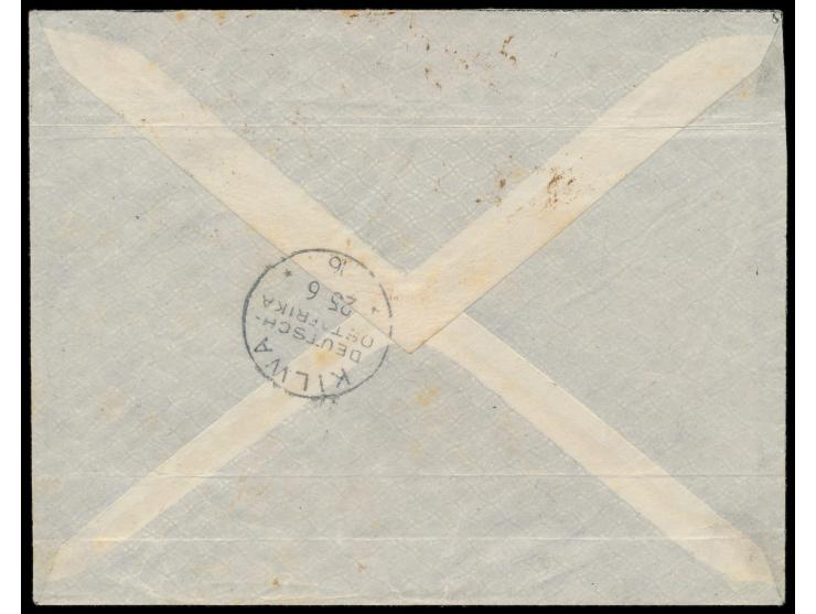 7 1/2 H. auf Brief mit Stempel  Daressalam c  21.6.16 nach Liwale, rückseitig Durchgangsstempel  Kilwa  25.6.16 mit  "Berline