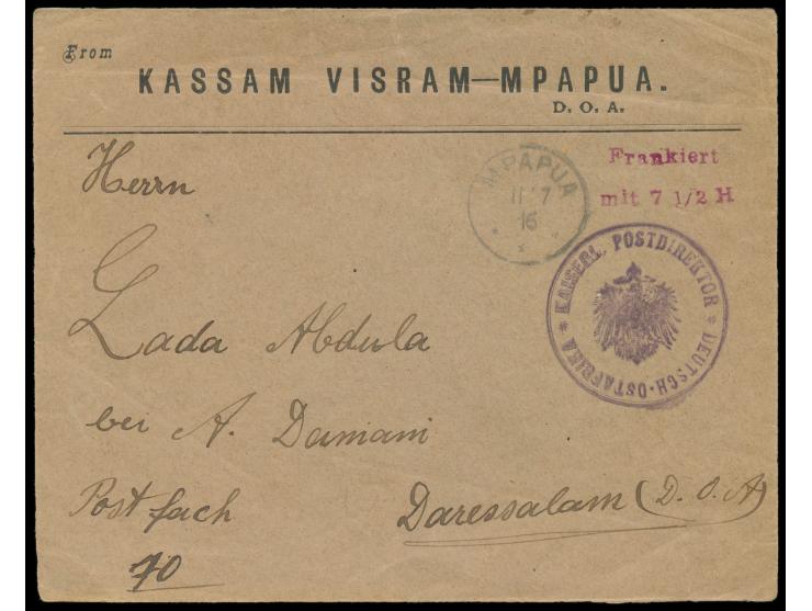 Stempel &nbsp;Mpapua &nbsp;11.7.16 mit sogenannter &nbsp;&quot;Berliner Jahreszahl&quot; &nbsp;auf Vorderseite eines Morogoro