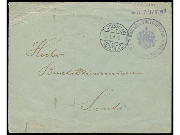 Vorausfrankierungsumschlag von Morogoro &nbsp;mit rückseitigem Absendereindruck &quot;Daressalam / Postfach 19&quot; und Stem