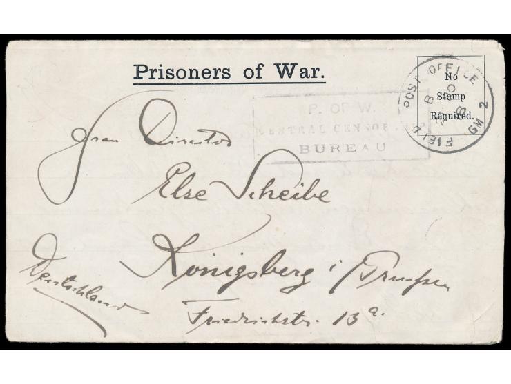 Vordruck-Faltbrief aus dem ägyptischen  Kriegsgefangenenlager Tura  nach Königsberg, R3 P. of. W. / Central Censorship / Bure