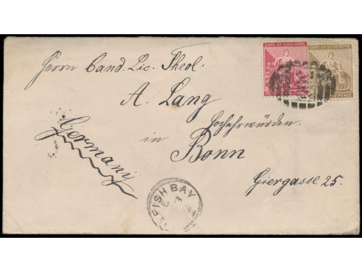 Cape of Good Hope &nbsp;1 d. und 2 d. mit &nbsp;Nummernstempel 300 &nbsp;und Stempel &nbsp;Walfish Bay &nbsp;8.11.92 nach Deu