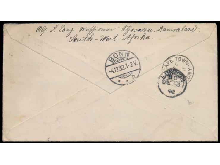 Cape of Good Hope &nbsp;1 d. und 2 d. mit &nbsp;Nummernstempel 300 &nbsp;und Stempel &nbsp;Walfish Bay &nbsp;8.11.92 nach Deu