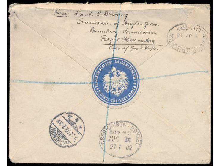 Deutsch-Englische Grenzkommission &nbsp;zur Vermessung der Südgrenze: Brief mit rückseitiger Absenderangabe &quot;Lieut. Otto