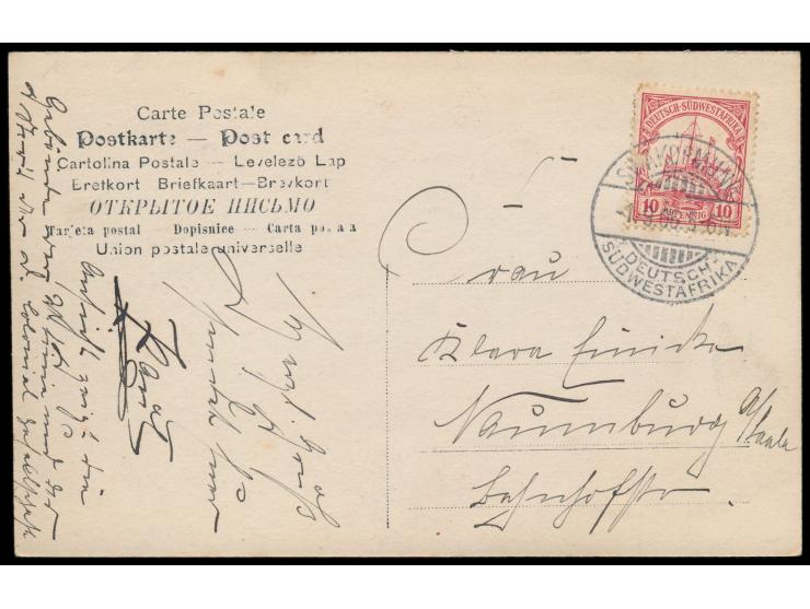 Foto-Ansichtskarte (Privataufnahme), laut Kartentext "Gebäude der Woermann-Linie und der Store der D. Colonial Gesellschaft",