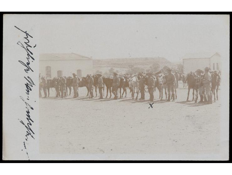 Foto-Ansichtskarte &nbsp;Reiter-Abteilung der Schutztruppe, &nbsp;Frankatur 5 Pf. (leicht fleckig), Stempel &nbsp;Kanus &nbsp