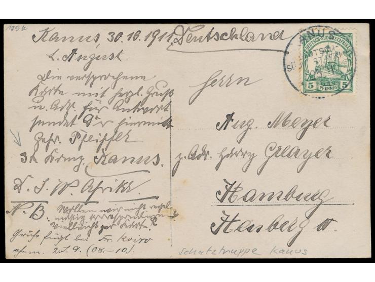 Foto-Ansichtskarte &nbsp;Reiter-Abteilung der Schutztruppe, &nbsp;Frankatur 5 Pf. (leicht fleckig), Stempel &nbsp;Kanus &nbsp