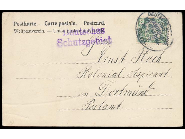 Deutsche Seepost  Linie Hamburg - Westafrika XXXIX.  18.1.13,   Dampfer Frieda Woermann,  eingesetzt auf der Linie Deutsch-Sü