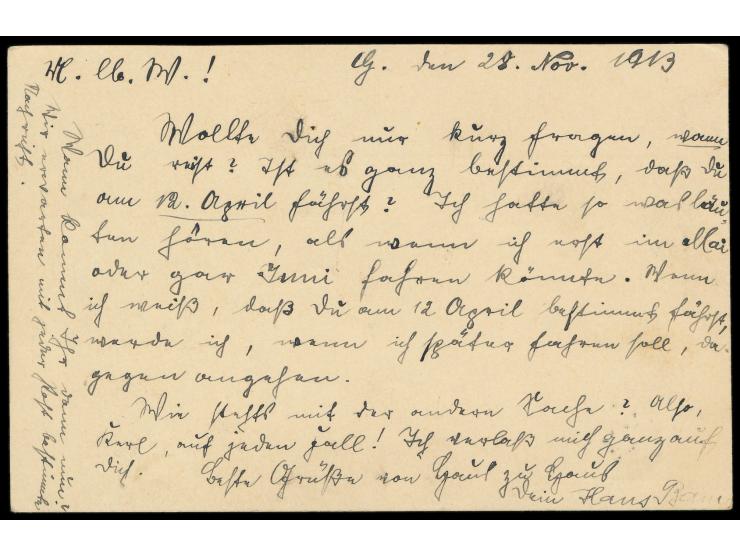 Mitläufer-Ganzsache  Dt. Reich 5 Pf. mit Stempel  Gibeon  29.11.13 nach Klein-Windhuk, langer Bedarfstext
Stichwort: Deutsche