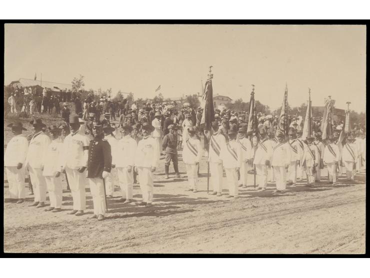 Foto-Ansichtskarte &nbsp;Parade des deutschen Turnvereins in Windhuk &nbsp;(anlässlich der Landesausstellung 1913?), Privatau