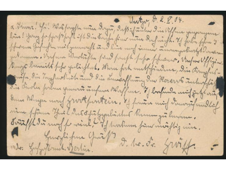 Feldpost-Vordruckkarte (Vogenbeck FPK 16) mit Stempel  Outjo  11.5.04 und negativ-Dienstsiegel  Kaiserlich Deutsche Postagent