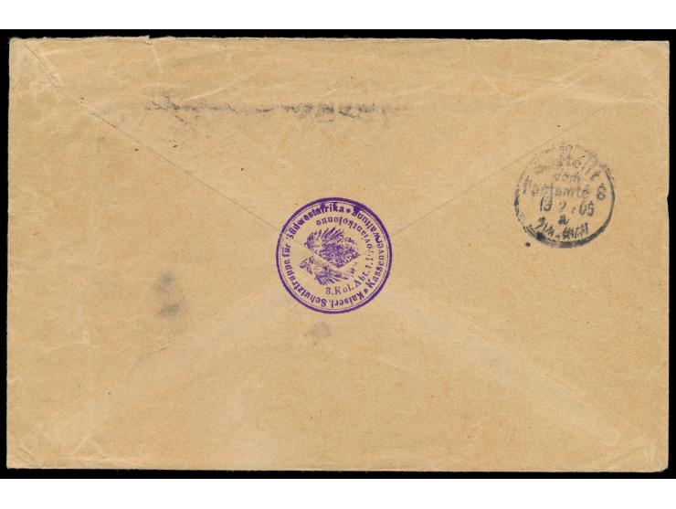 Stempel Deutsche Seepost  Linie Hamburg - Westafrika VI.  13.1.05,  Dampfer Prinzregent,  etwas verwackelter Abschlag auf Mil