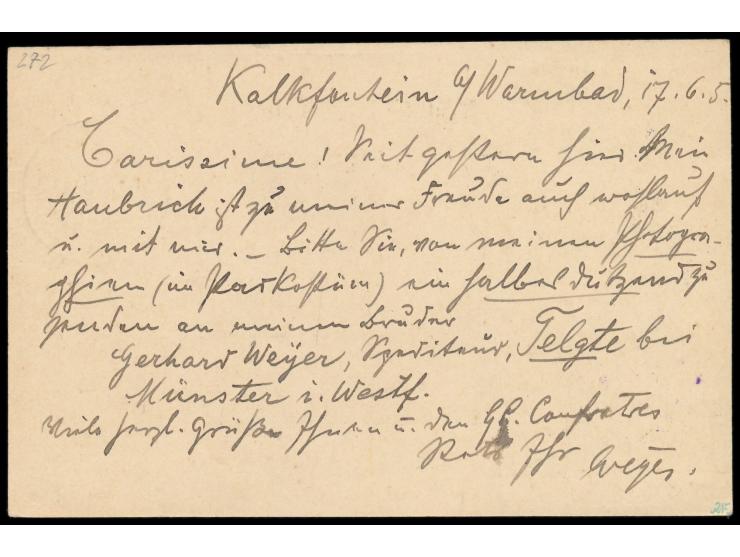 Stempel  Warmbad  20.6.05 und seltenes Dienstsiegel  Feldgeistlicher  (Adlerstempel) auf Feldpost-Vordruckkarte nach Swakopmu