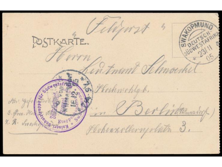 Ansichtskarte &nbsp;Abbabis (Eisenbahnstation) , Stempel &nbsp;Swakopmund a &nbsp;23.11.05 und Briefstempel Etappenkommandant