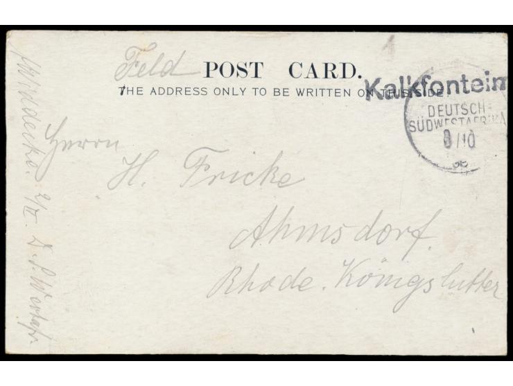 schwarzer L1  Kalkfontein  und  Wanderstempel  3.10.06 auf Ansichtskarte Ramansdrift (Panorama), Feldpost nach Ahmsdorf bei K