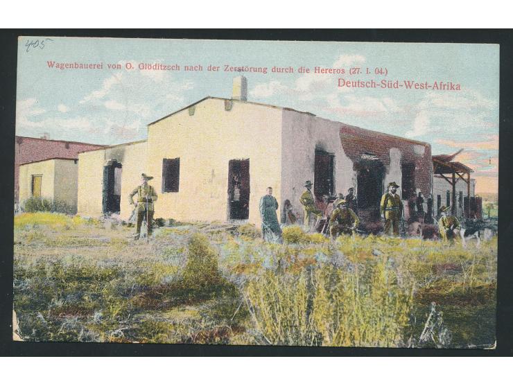 Stempel  Kub  24.10.06 und Briefstempel  Etappenkommandantur Kub  auf Ansichtskarte "Wagenbauerei von O. Glöditzsch nach der 