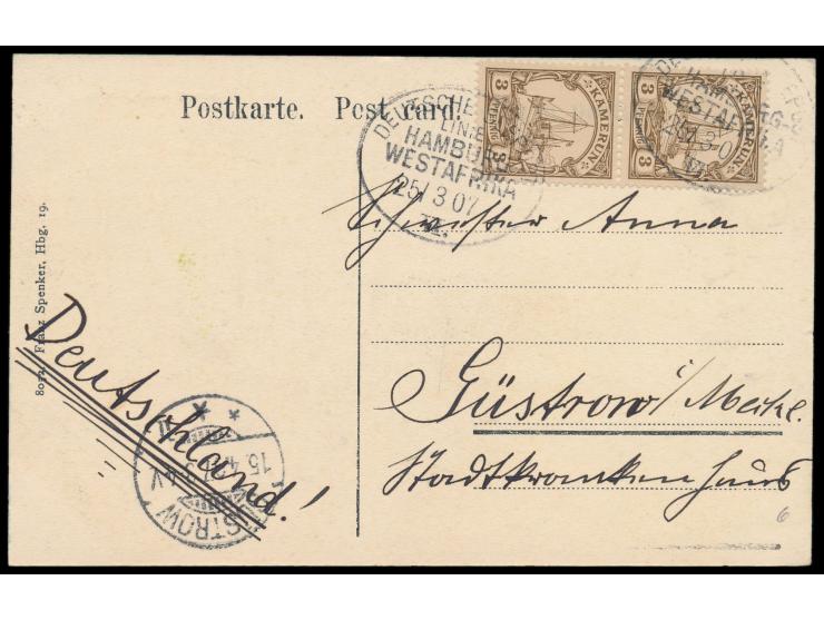 Stempel Deutsche Seepost &nbsp;Linie Hamburg - Westafrika VI. &nbsp;25.3.07, &nbsp;Dampfer Gertrud Woermann, &nbsp;Frankatur 