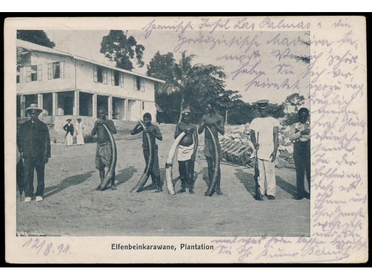 Stempel Deutsche Seepost  Linie Hamburg - Westafrika XLV.  17.8.11,  Dampfer Eleonore Woermann in Victoria,  auf Ansichtskart