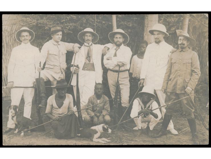 Stempel  MSP No. 80  9.10.12,  S.M.S. Eber  vor Duala, Foto-Ansichtskarte (Gruppenfoto, Privataufnahme), Frankatur Dt. Reich 