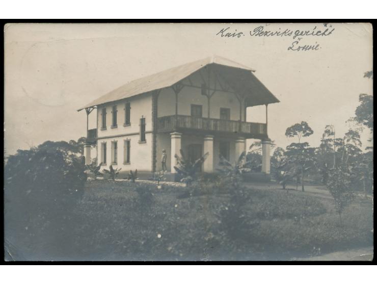 Foto-Ansichtskarte  Kais. Bezirksgericht Lomie , seltene Privataufnahme, Frankatur 5 Pf., Stempel  Edea  30.5.14, nach Walter