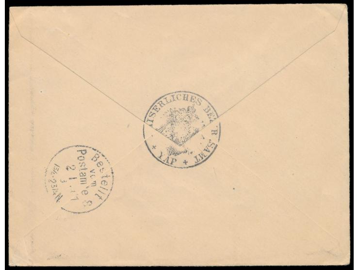 10 Pf. mit diagonalem Aufdruck auf Brief mit Stempel &nbsp;Yap &nbsp;27.9.00 nach Berlin, rückseitig Dienstsiegel &nbsp;Kaise